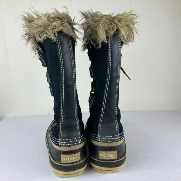 Sorel Joan Arctic Womens Sz 7 Black Suede Leather Tall Winter Snow Boots - Picture 9 of 14